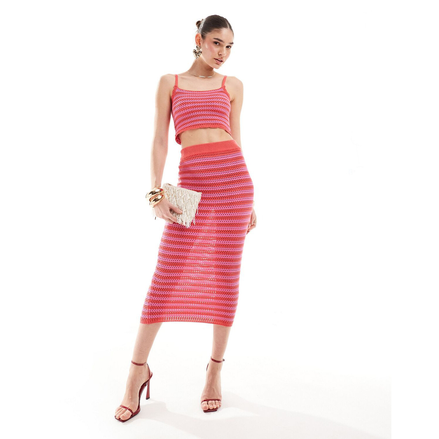 

Юбка Style Cheat Crochet Midi, розовый