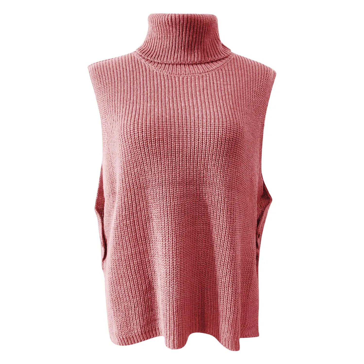 Женский жилет без рукавов с воротником-стойкой, Colour: Pink