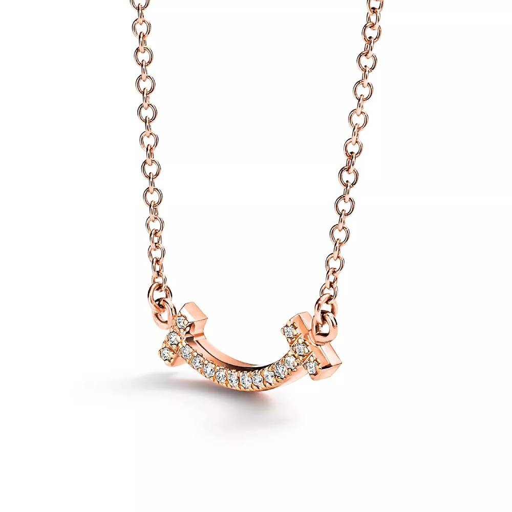 Кулон с цепочкой Tiffany & Co. Smile, розовое золото с бриллиантами — фото 3