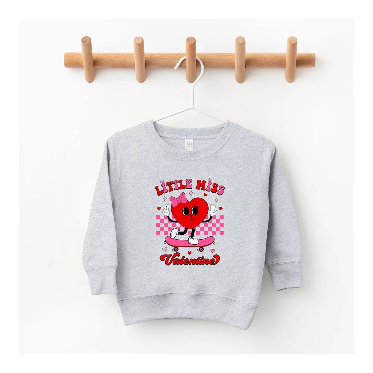 Детский свитшот с принтом Little Miss Valentine Skateboard The Juniper Shop, Heather Grey