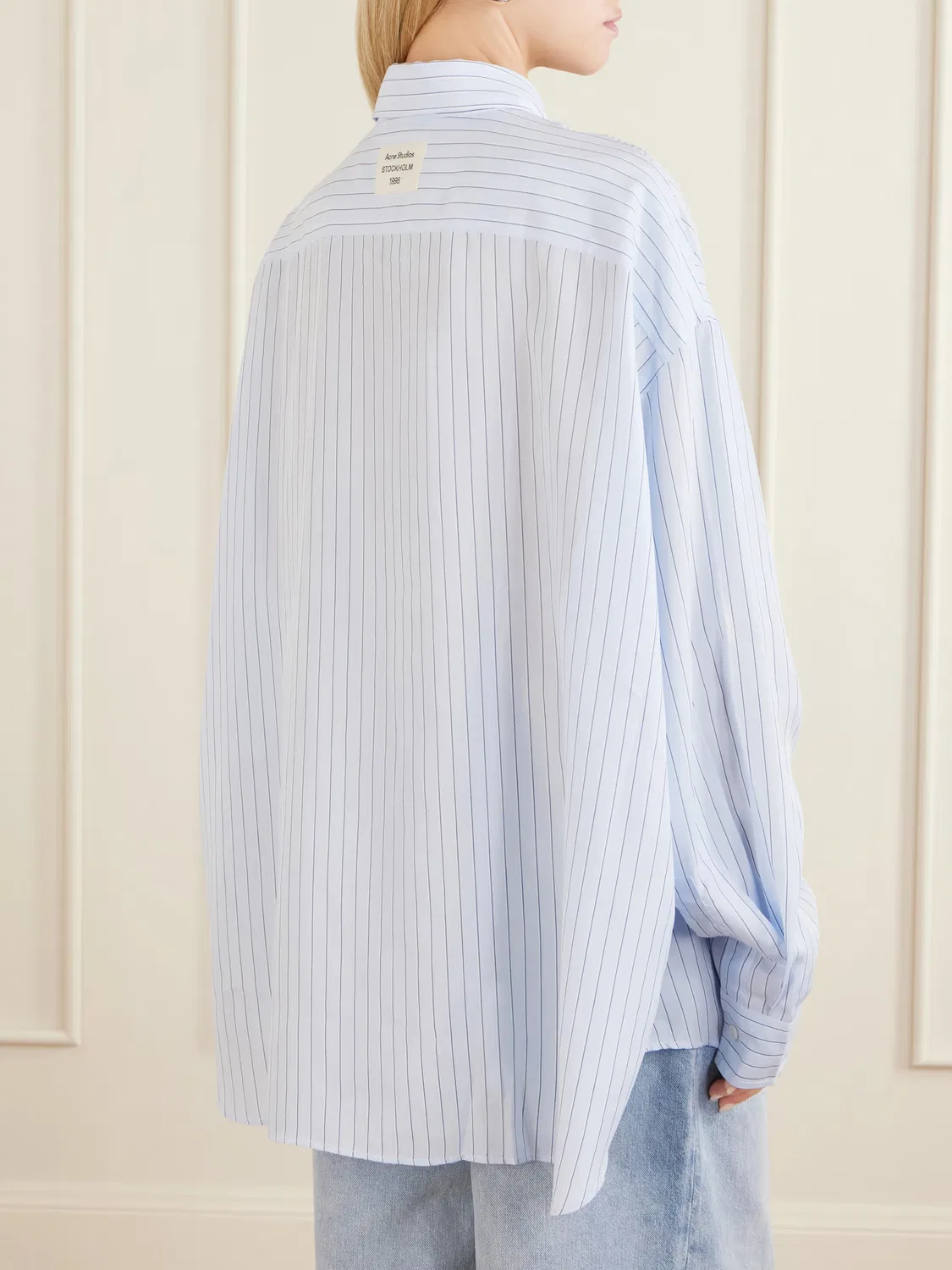 Полосатая тканая рубашка Soffia Acne Studios, синий — фото 4
