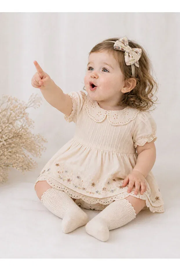 Детский комплект платьев с коротким рукавом Ozz Baby, Powder Beige