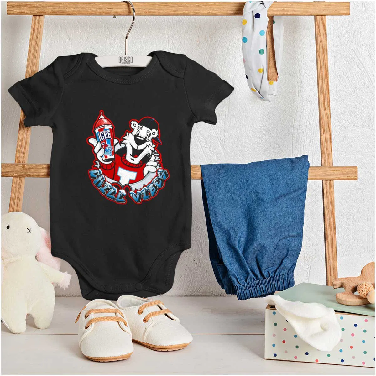 Детский боди-комбинезон с принтом ICEE Bear Chill Vibes Brisco Brands, Black — фото 3