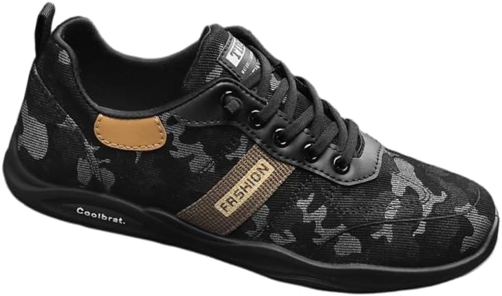 

Мужские дышащие кроссовки с камуфляжным принтом на слипоне - удобная, нескользящая и прочная обувь для активного отдыха на свежем воздухе Hoalox, черный