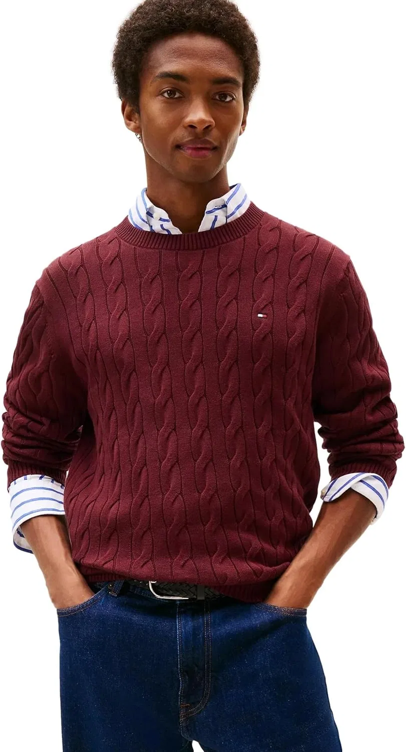 Свитер Tommy Hilfiger Men's Iconic Cable Knit из коллекции 2024, Deep Rouge — фото 2