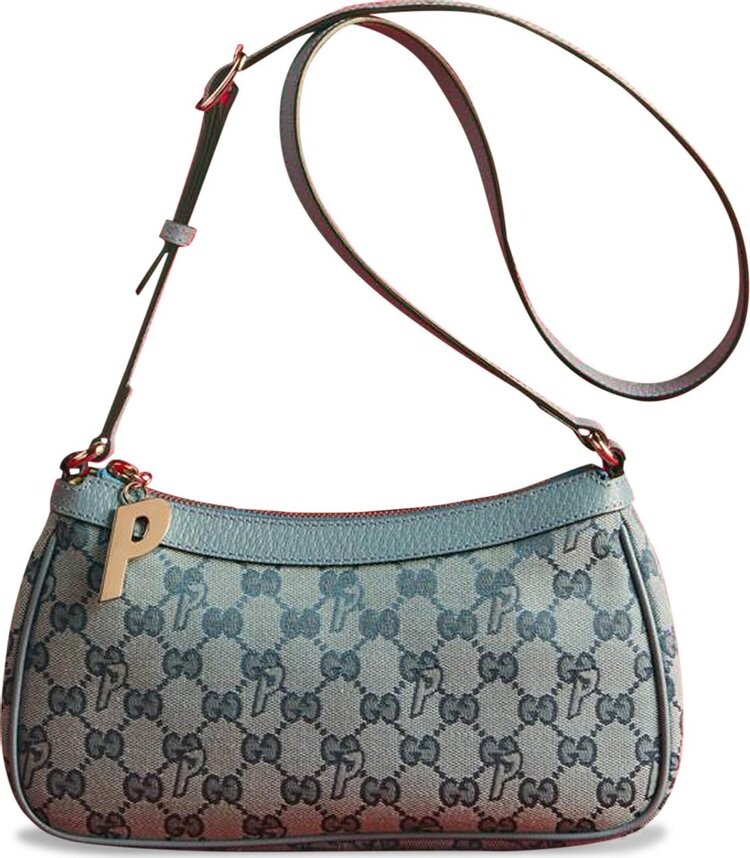 

Сумка Gucci x Palace GG-P Canvas Half-Moon Mini Bag Pale Blue, синий