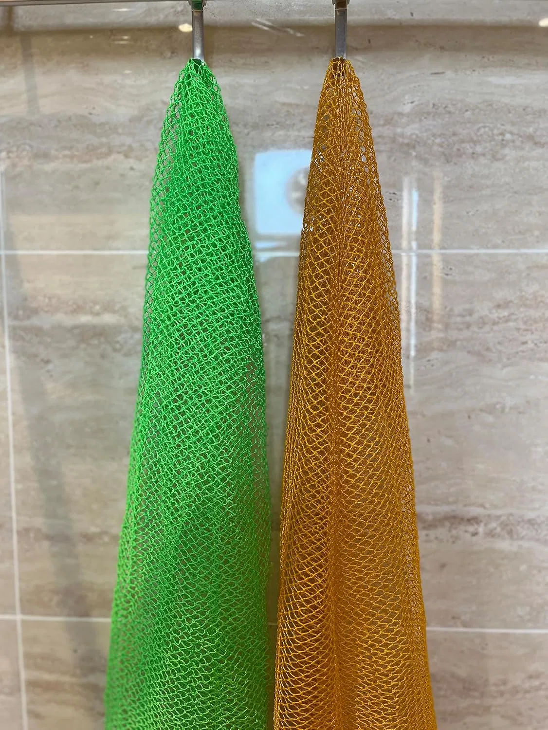 Мочалка для душа African Net Sponge, VAVAXJHM, 2 шт, 160 см, Green and Orange — фото 2