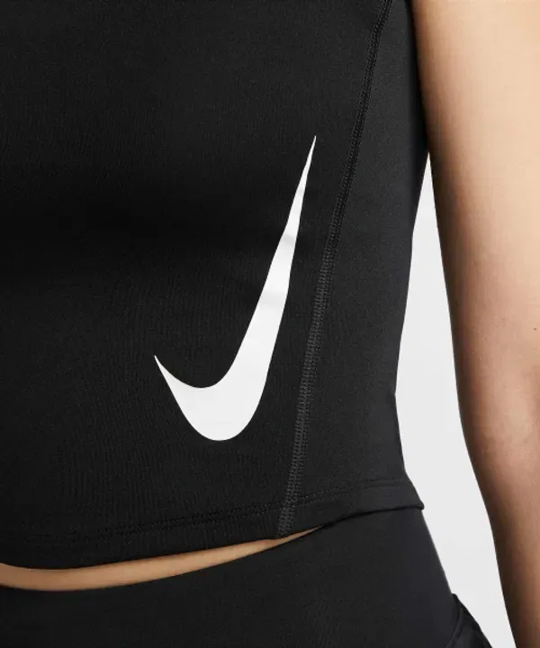Футболка беговая Tempo Swoosh Dri-FIT, Nike, черный/белый — фото 4