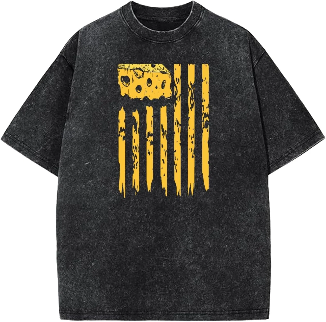 Мужская футболка с принтом Green Bay Cheese Flag Vintage Style, Wash Black