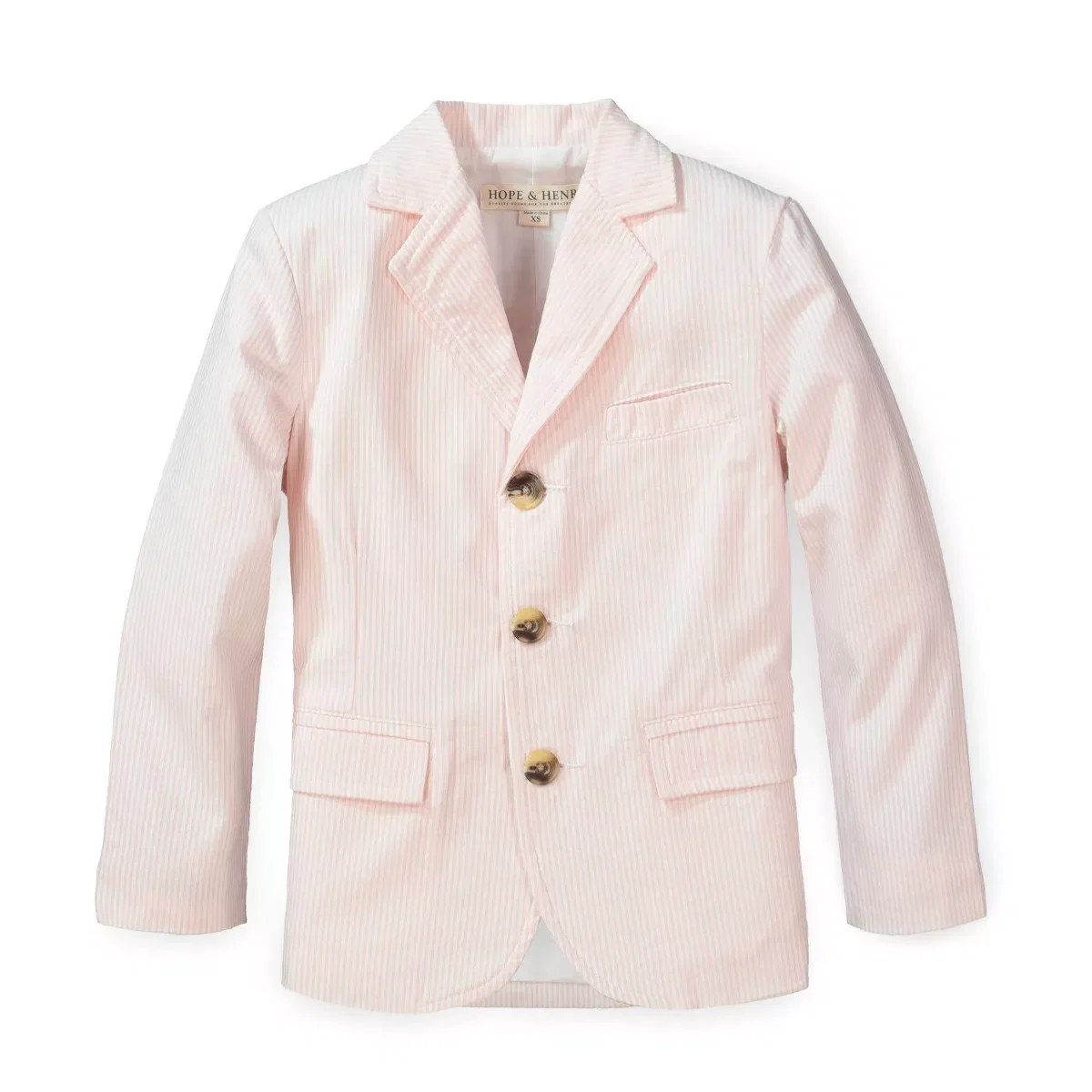 Детский пиджак из сейзкера с моделью Classic Seersucker Suit Jacket Hope & Henry, Classic Pink Seersucker