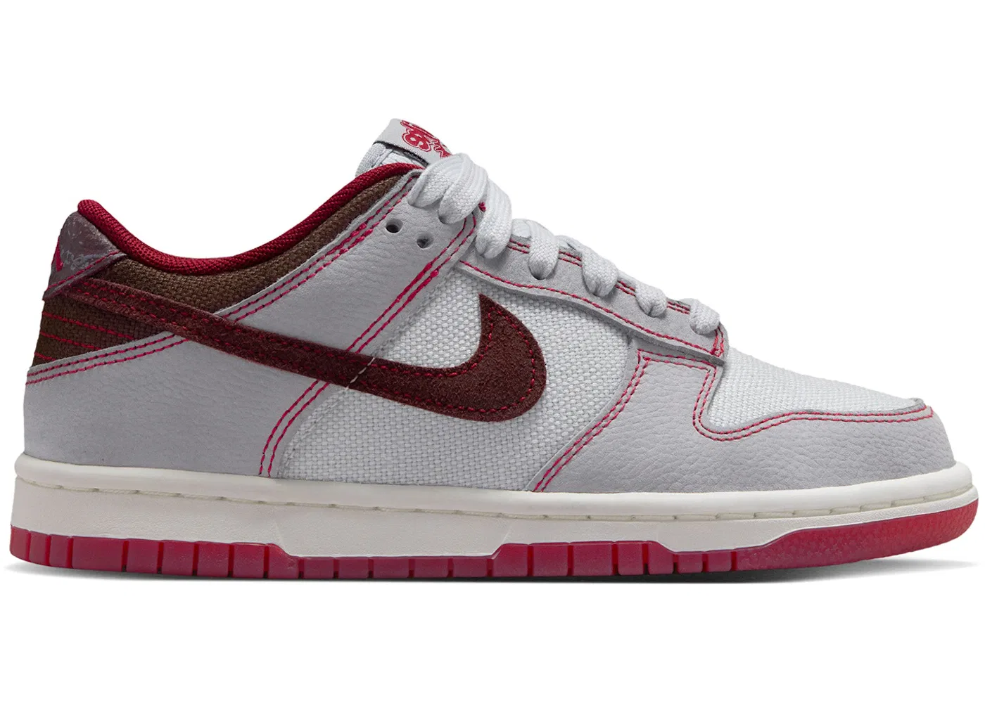 Детские кроссовки Lifestyle с принтом Nike Dunk Low LV8 1 Nike, Pure Platinum Wolf Grey Team Red Burgundy Crush