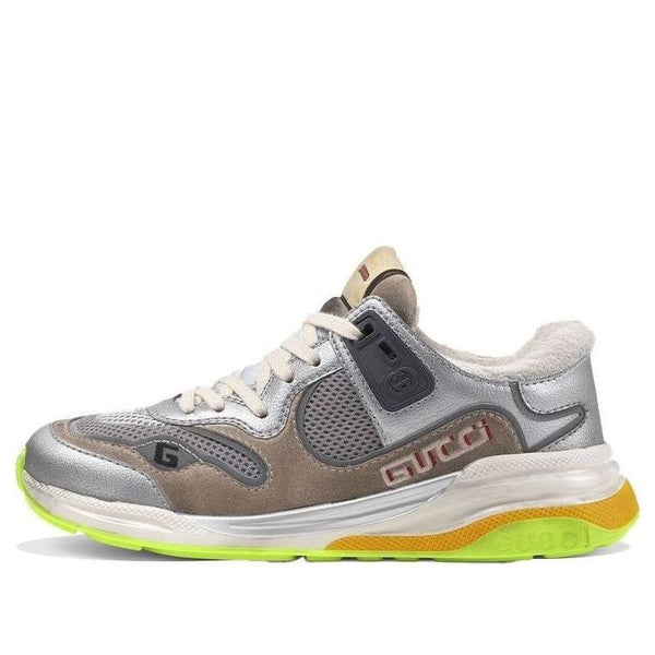 Кроссовки ultrapace 'silver metallic' Gucci, серебряный