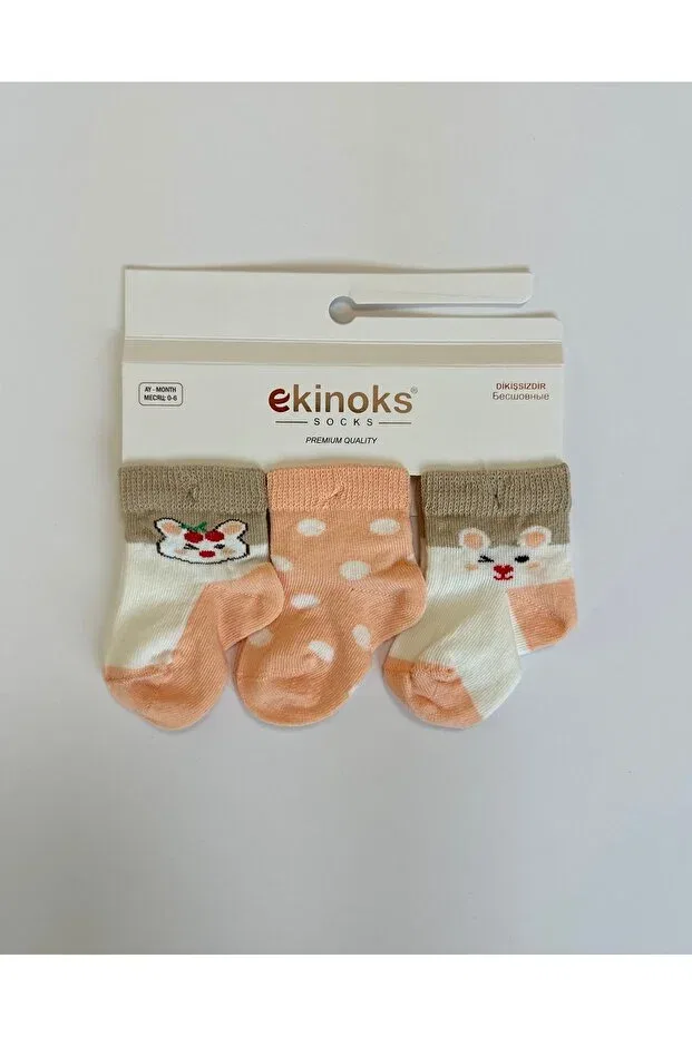 Детский комплект носочков и пинеток для девочек хлопковый Basics Ekinoks, Orange