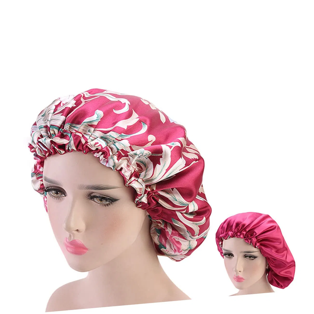Шапочка для душа Satin, 6 шт, FRCOLOR, 32x32 см, Зеленый и Бордовый — фото 3