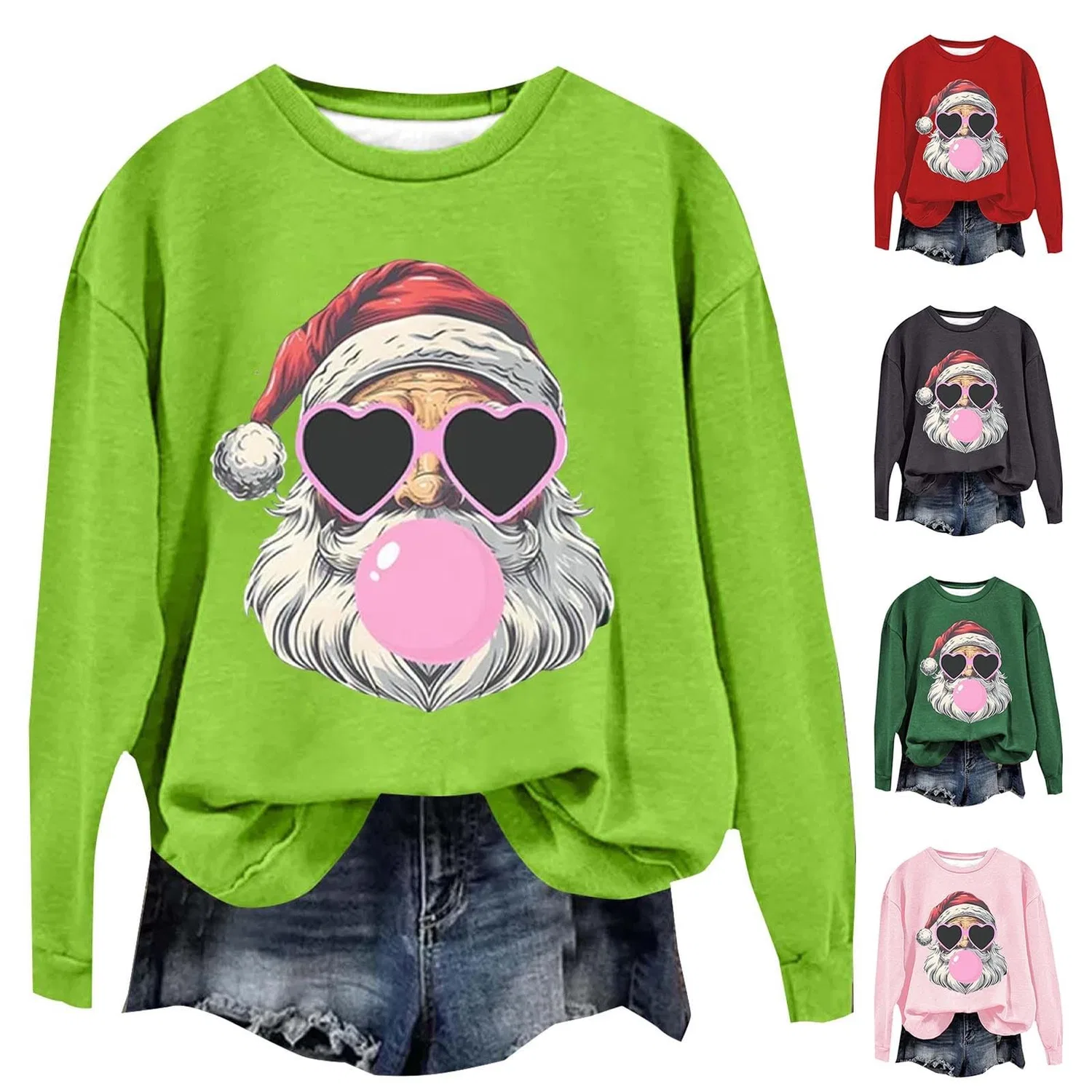 Женский свитшот с принтом Santa для женщин, Z12 Pink