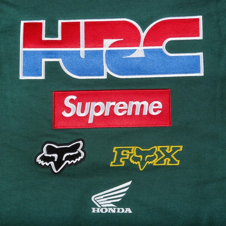 Толстовка Supreme x Honda Fox Racing Crewneck 'Green', зеленый — фото 4