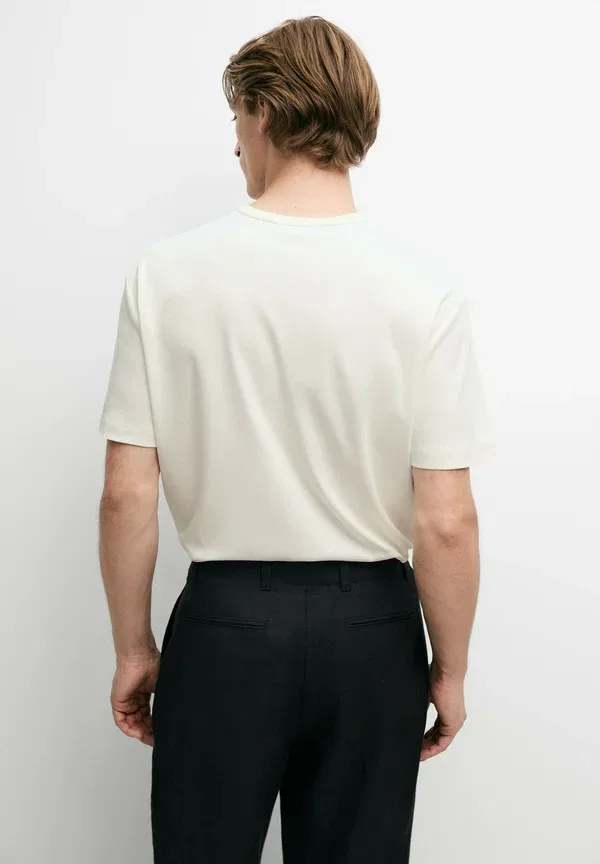 Футболка хлопковая Basic t-shirt Massimo Dutti, Yellow, желтый — фото 3
