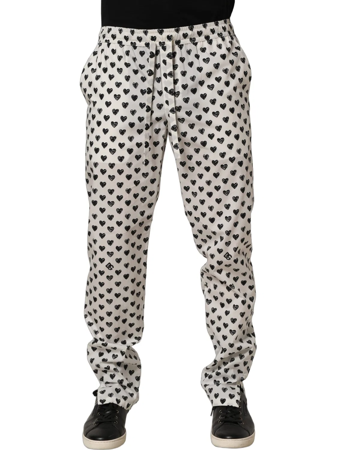 Мужские брюки чинос с принтом в виде сердца Chino pants Dolce & Gabbana, White — фото 2