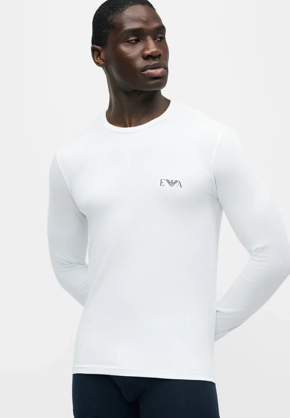 Рубашка с круглым вырезом и рукавом Emporio Armani, White — фото 3