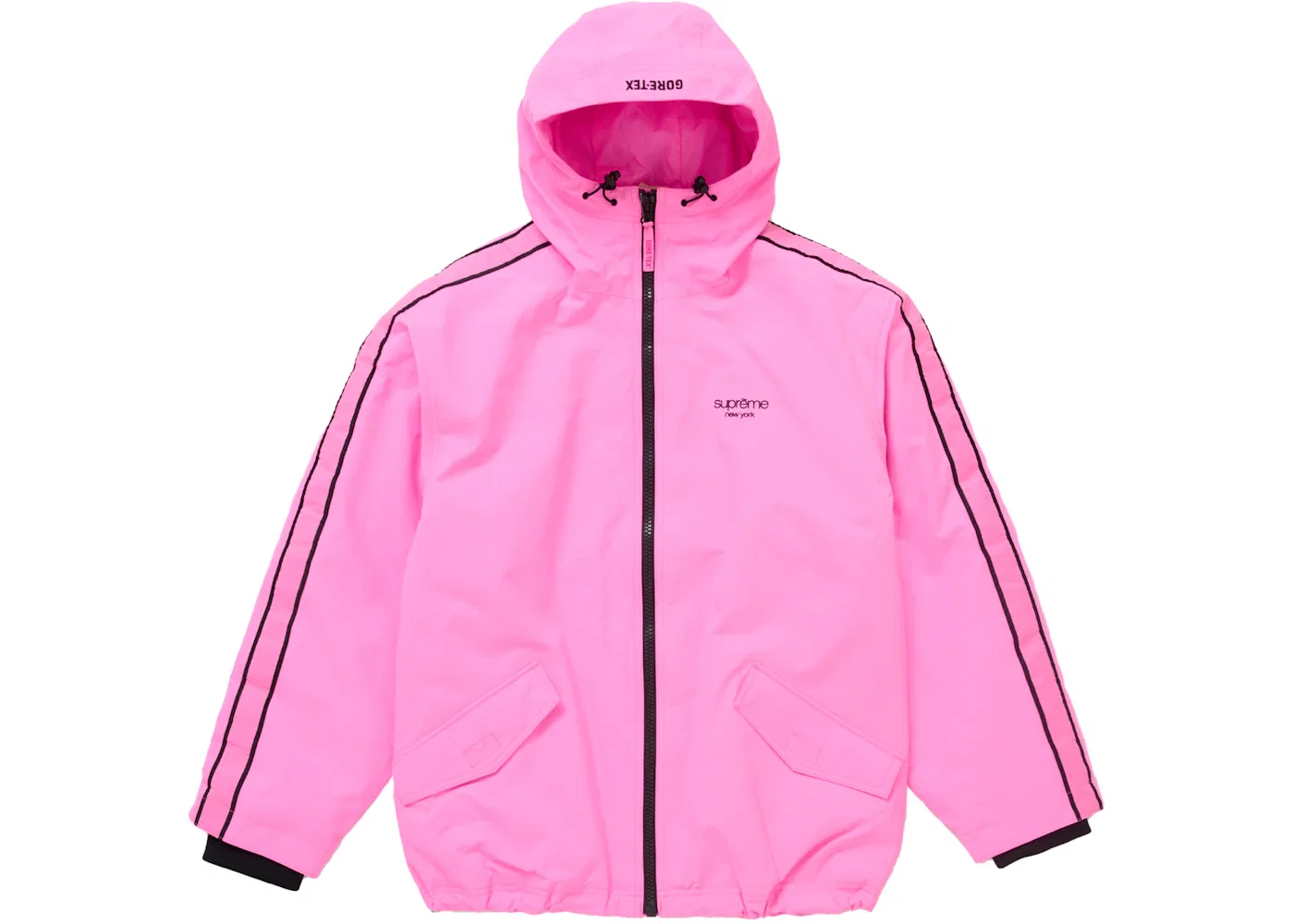 Мужская куртка с капюшоном GORE-TEX с полосой Supreme, Fluorescent Pink
