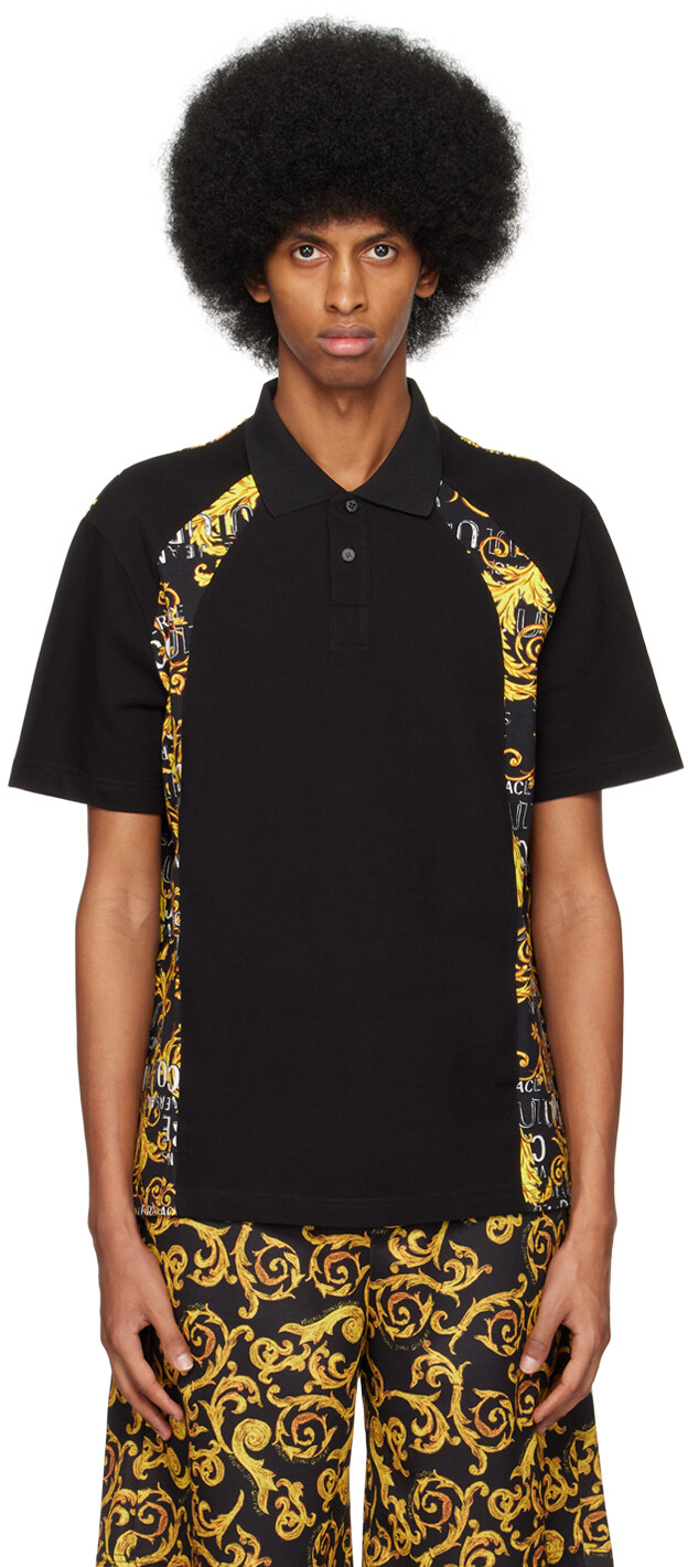 

Черное поло в стиле барокко Versace Jeans Couture, Черный, Черное поло в стиле барокко Versace Jeans Couture
