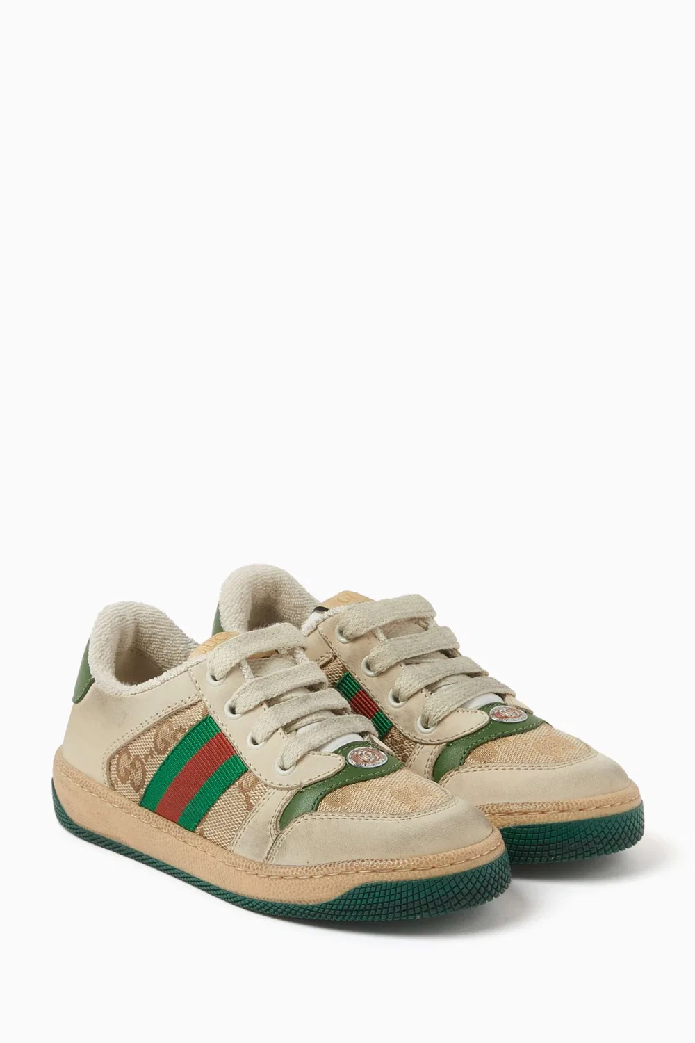 Кроссовки кожаные Screener Gucci, бежевый