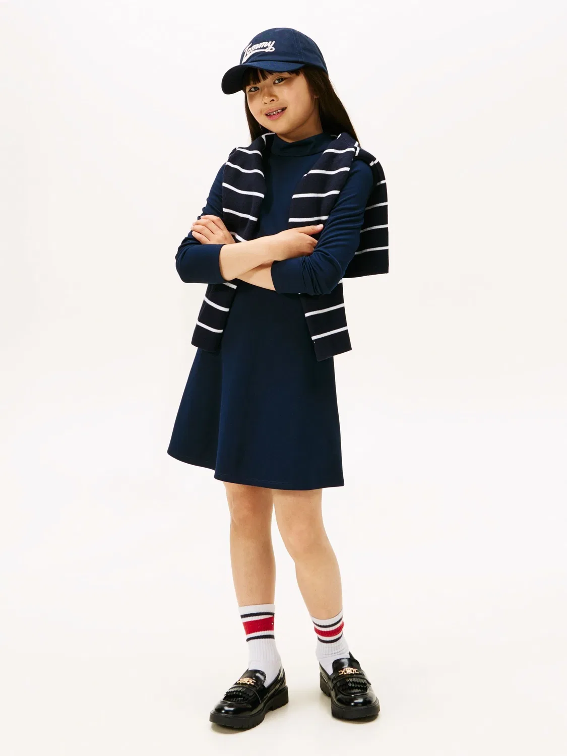 Платье-трапеция с пайетками и логотипом Tommy Hilfiger, синее