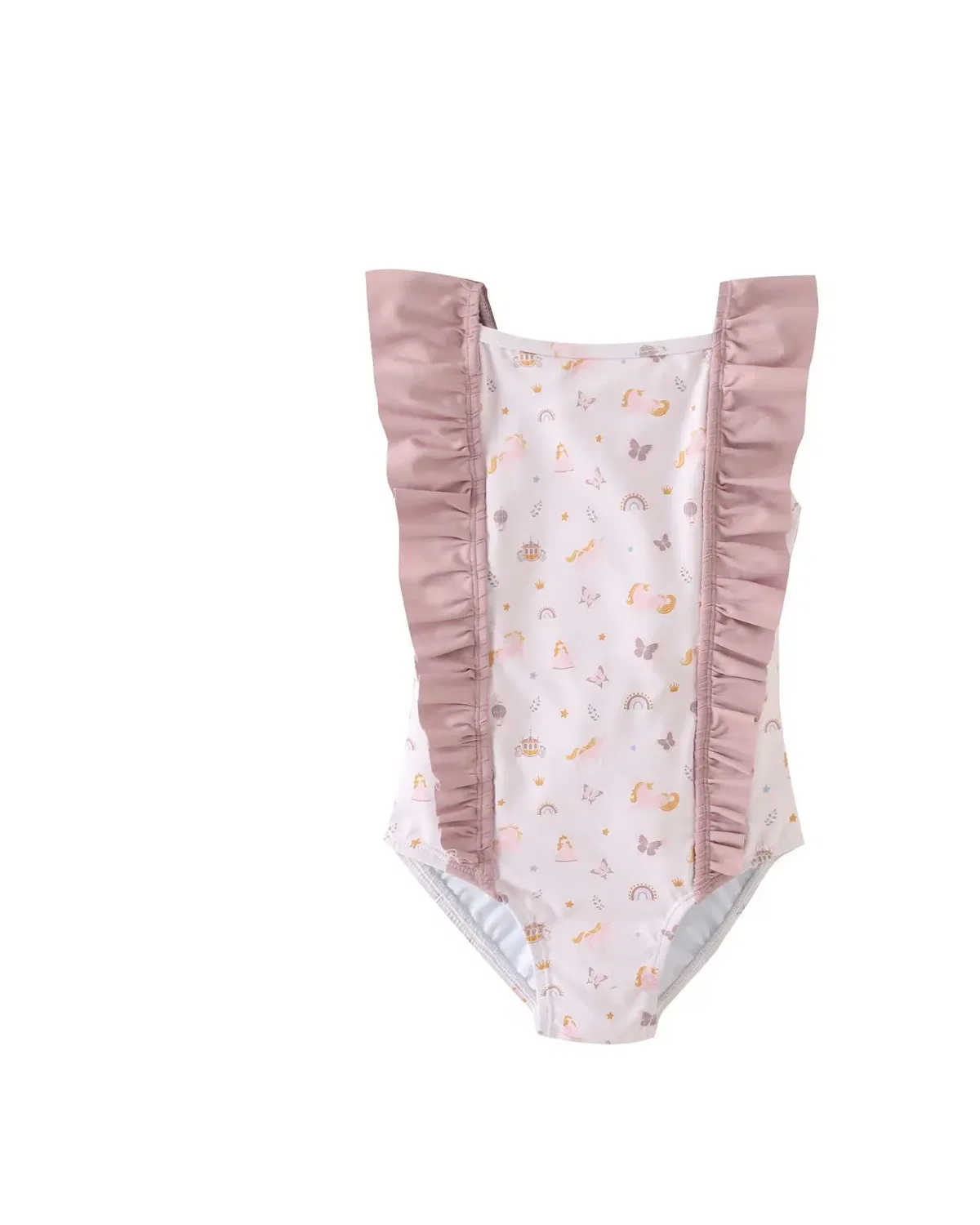 Детский купальник для девочек с воланами Dadati, Rosa / Blanco