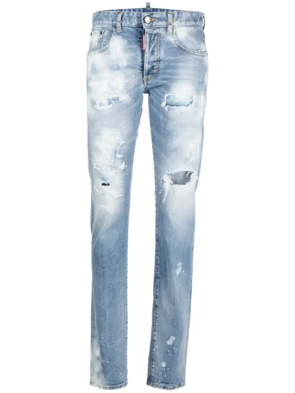 Прямые джинсы с эффектом пертости Dsquared2, синий