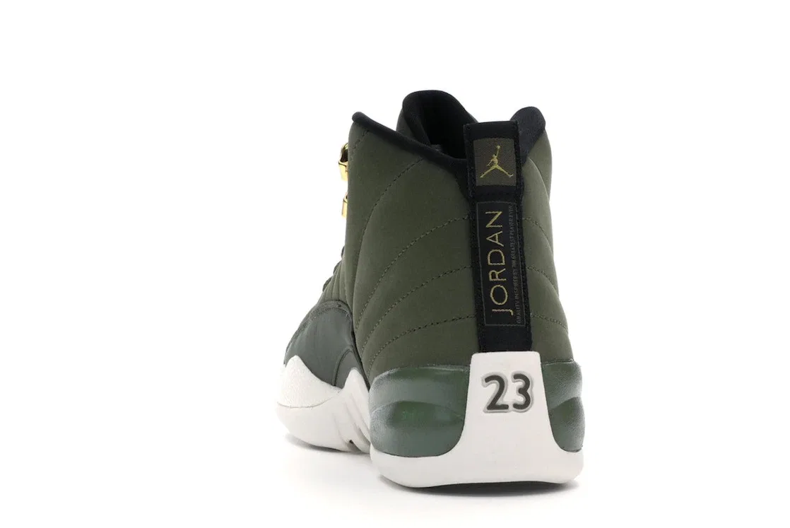 Детские кроссовки с высоким верхом Jordan 12 Retro Chris Paul Class Of 2003 Jordan, Olive Canvas/Black-Sail — фото 4