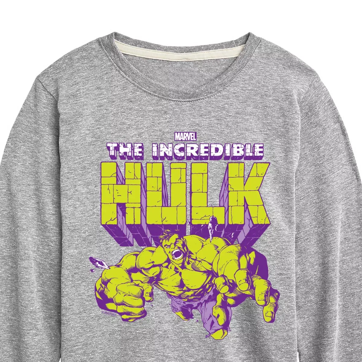 Детская футболка с принтом Hulk Logo Marvel, Athletic Heather — фото 2