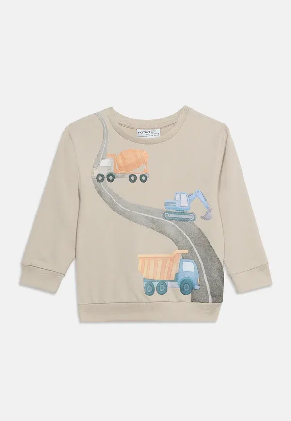 Худи с принтом Nmmjaso ls nreg sweat unb box - sweatshirt Name It, Chateau Gray, серый — фото 3