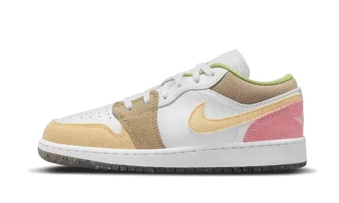 Детские кроссовки с низким силуэтом Air Jordan 1 Low Pastel Grind Jordan, Weiß Pink Beige