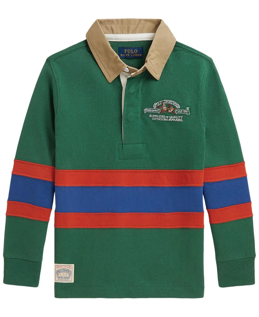 Детская рубашка-регби Polo Sportsman Cotton Rugby Shirt Polo Ralph Lauren, Verano Green Multi