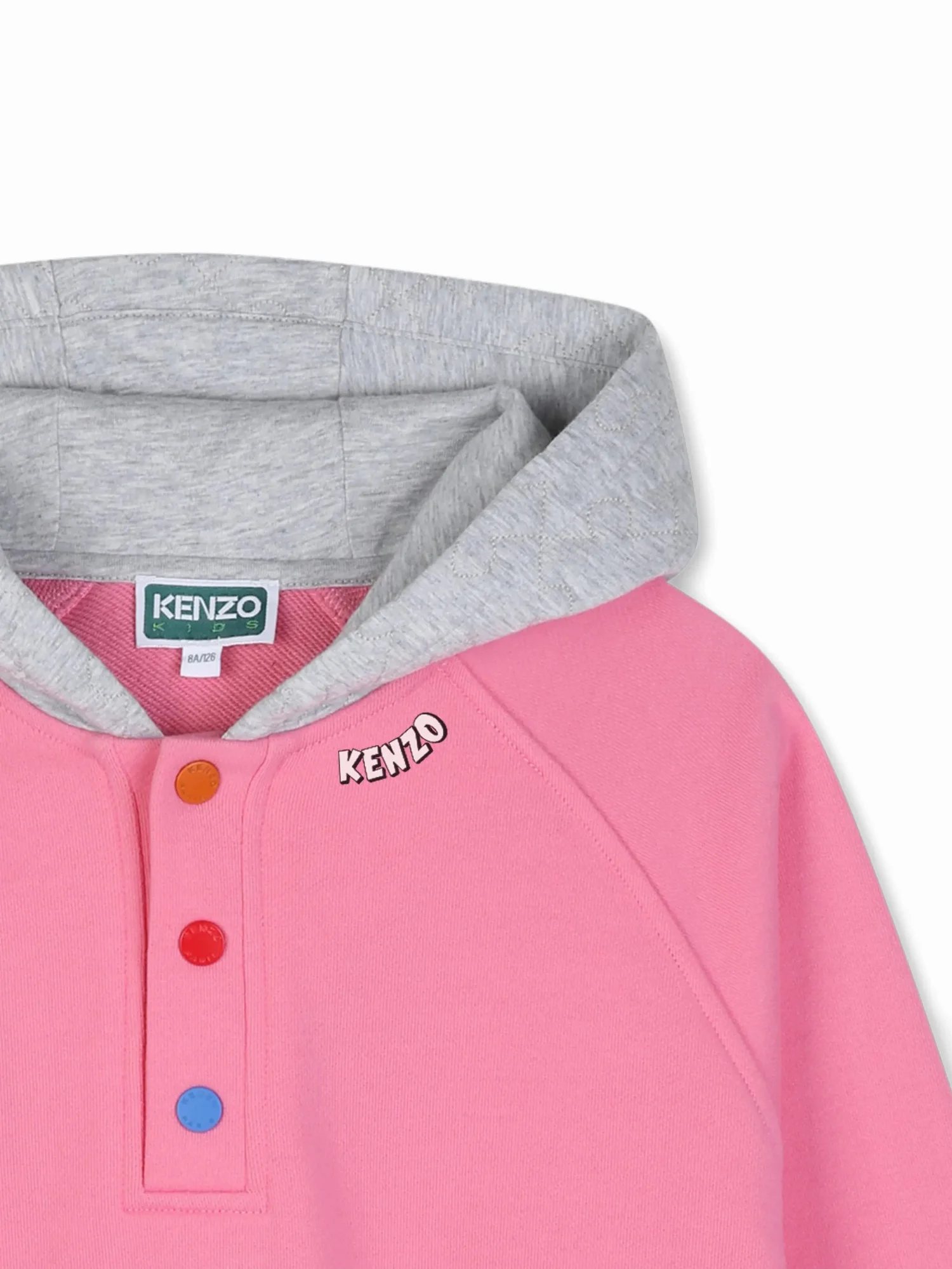 Худи Kenzo Kids с графичным принтом на пуговицах, розовый — фото 3