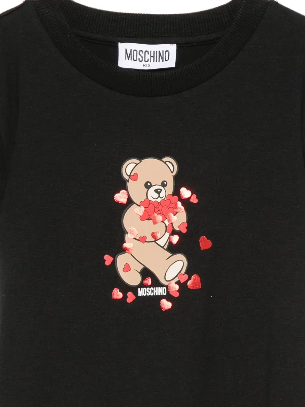 Футболка с сердечками и принтом "Мишка Тедди" Moschino Kids, черный — фото 3