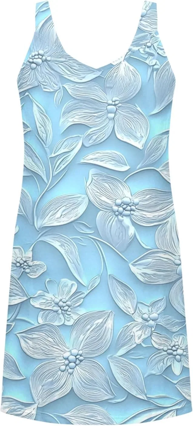 Женское повседневное платье-трапеция мини с градиентом, Light Blue — фото 4