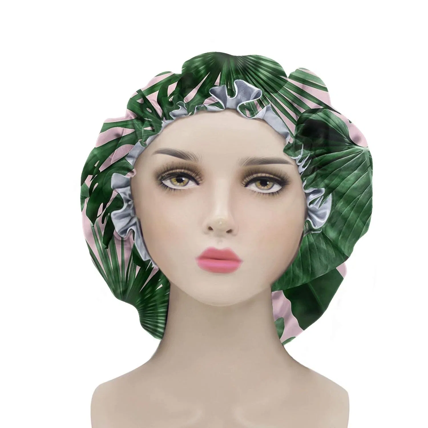 Шапочка для душа Satin Sleep Cap chaqlin, 1 шт, 37x37 см, Tropical Leaf Print — фото 3
