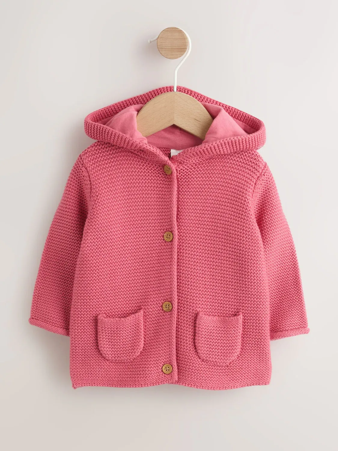 Кардиган вязаный с капюшоном, Raspberry Pink Hooded Next, малиново-розовый