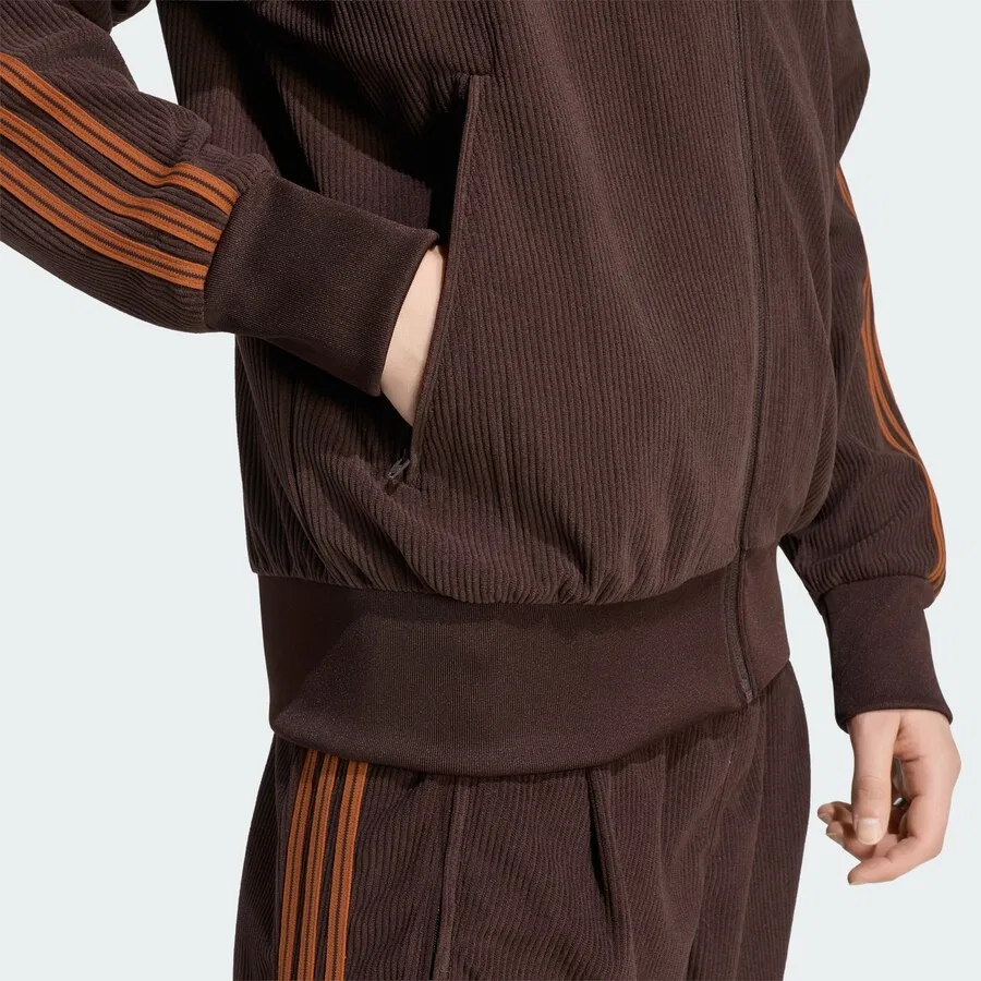Худи на молнии ADIDAS ORIGINALS 'Firebird' коричневого цвета — фото 4