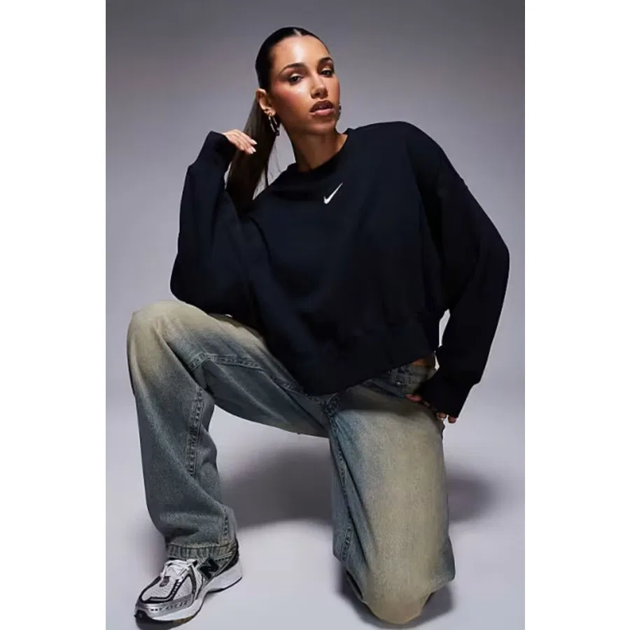 Женский свитшот оверсайз с длинным рукавом Nike Nsw Phoenix Fleece Crew, Черный