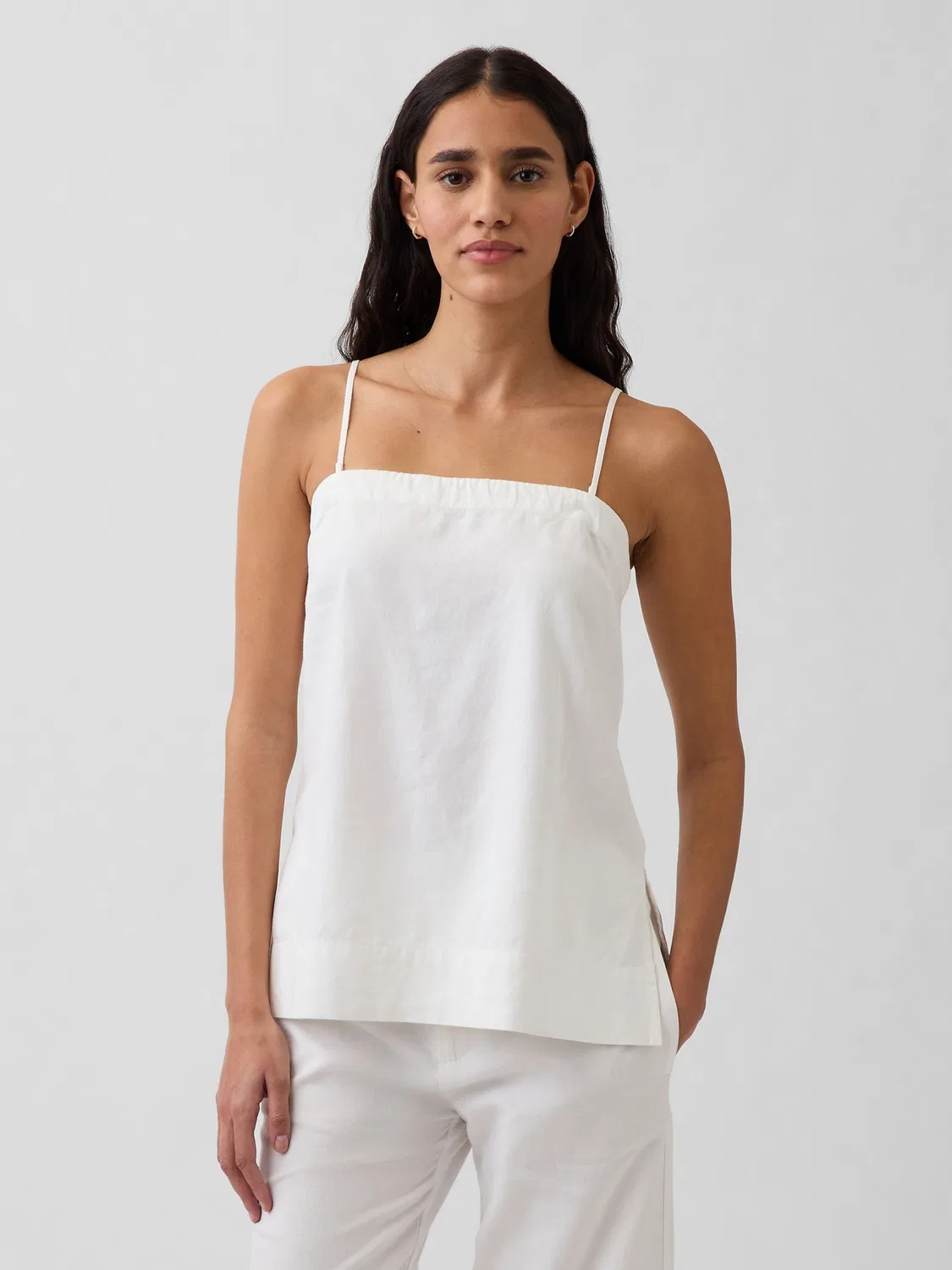 Топ Gap White Linen-Blend Cami, белый