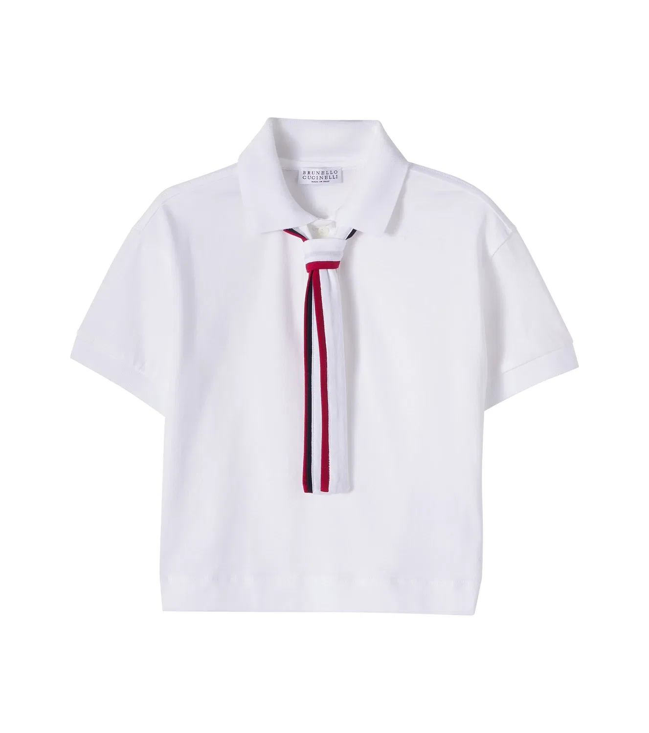 Поло из пике с завязками на шее Brunello Cucinelli Kids, белый