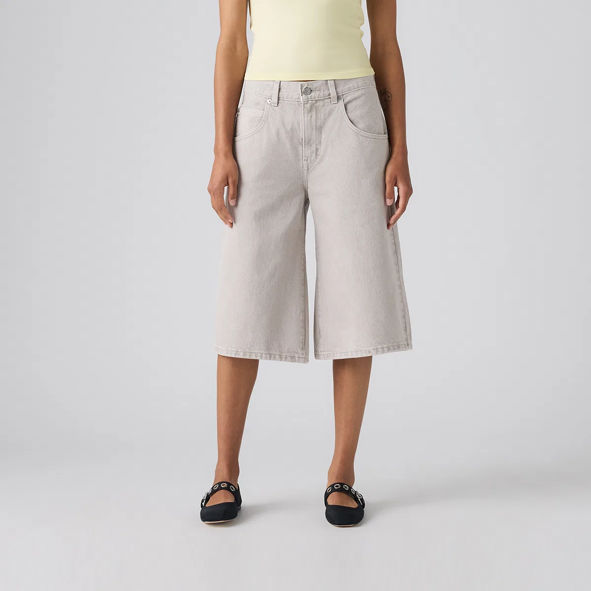 Джинсовые шорты Wide Leg, Levis, Gray — фото 4
