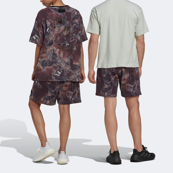Шорты men's x parley crossover loose paint splash effect printing sports shorts khaki brown Adidas, мультиколор — фото 3