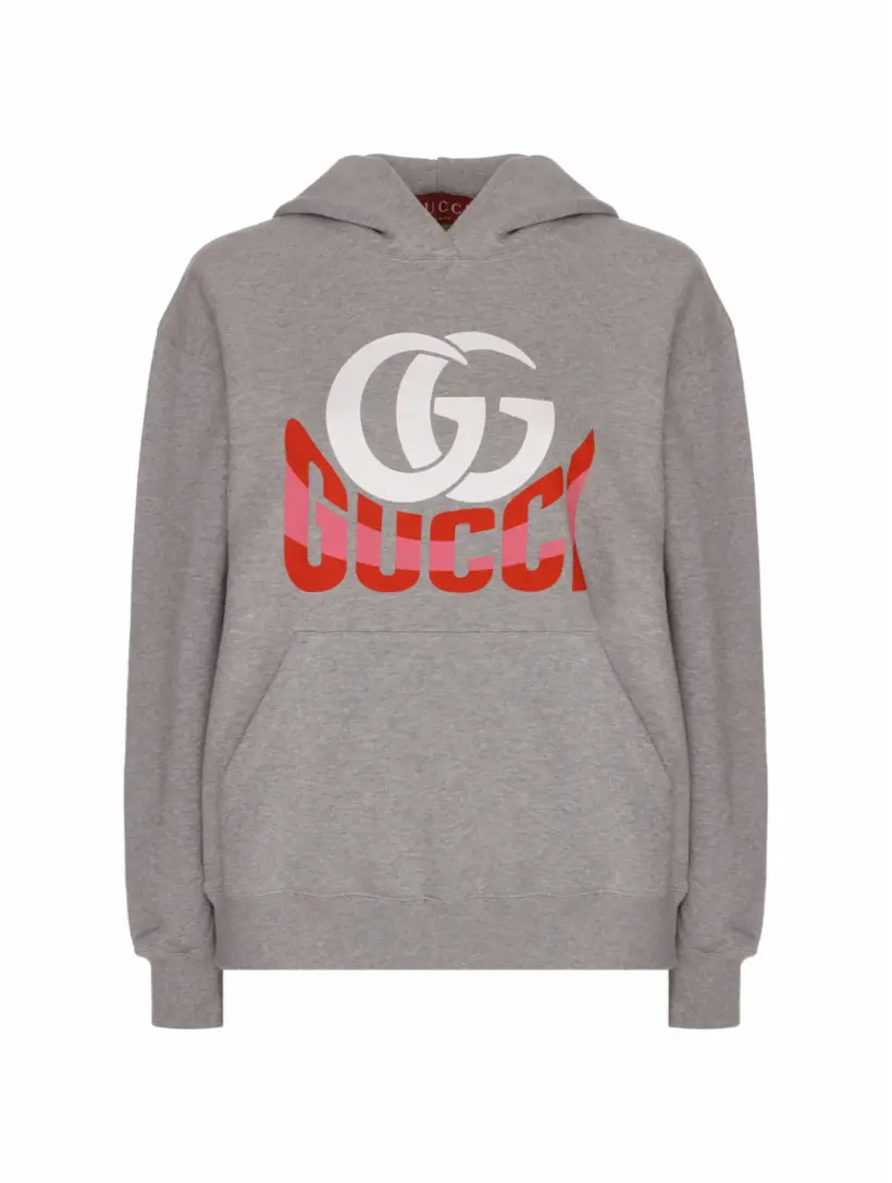 

Хлопковое худи с логотипом Gucci, серый
