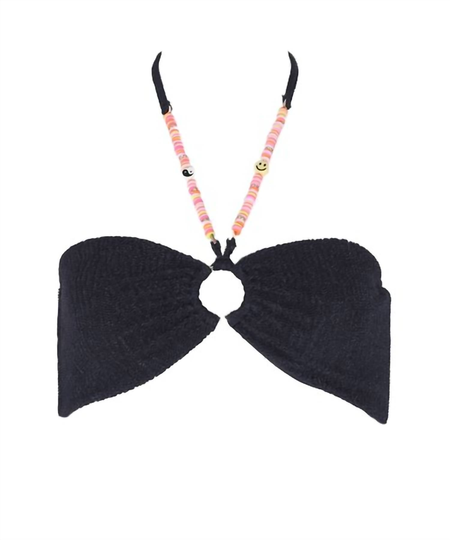 

Женский черный бикини топ с бусинами Peace Beach Bunny