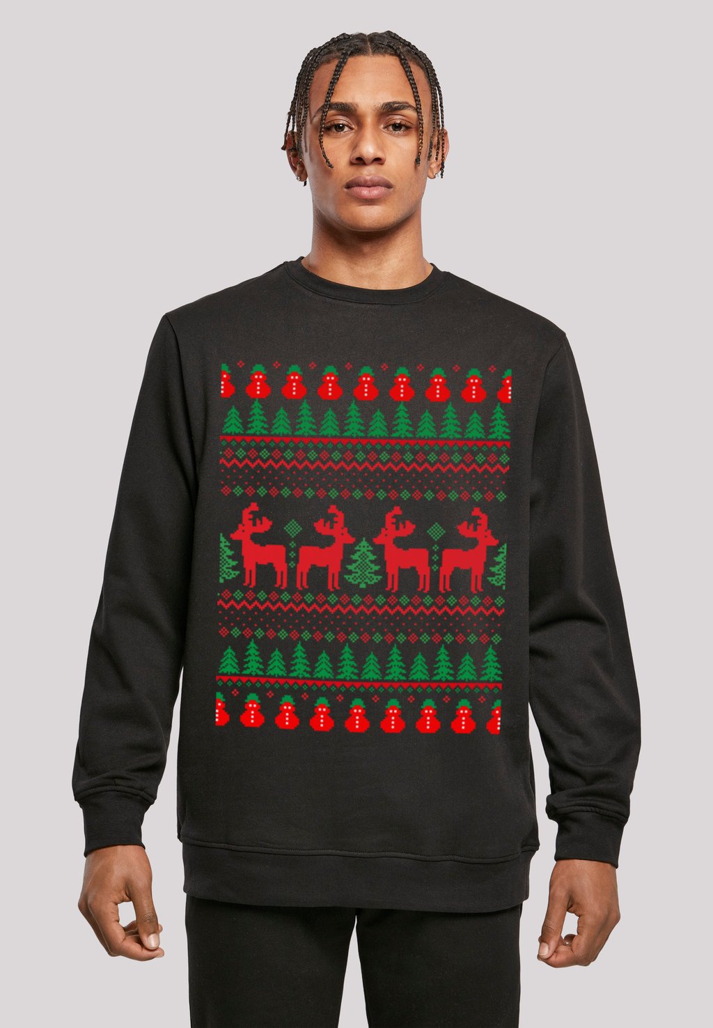

Толстовка CHRISTMAS REINDEERS WEIHNACHTEN MUSTER F4NT4STIC, черный