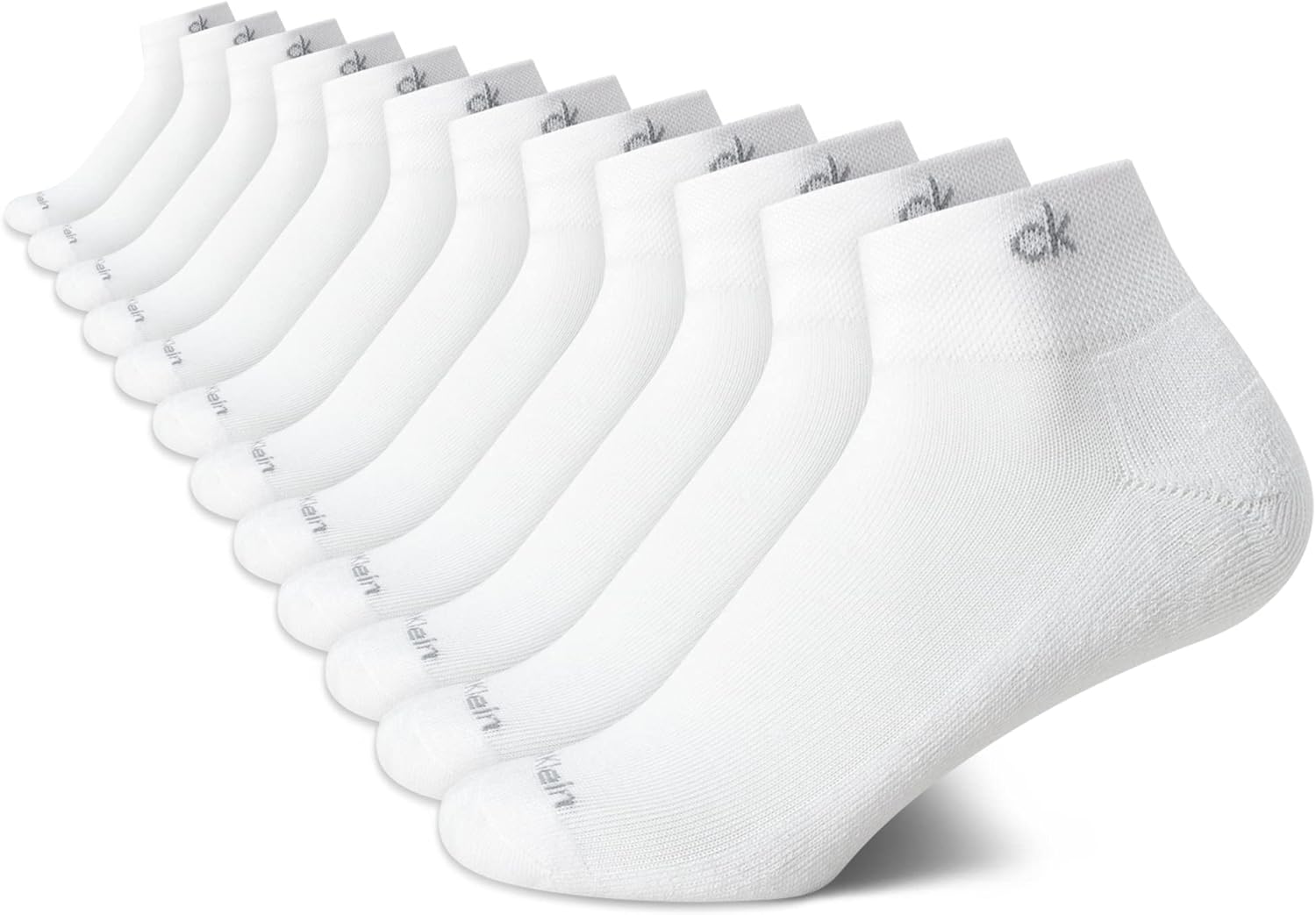 

Женские носки Calvin Klein Quarter Socks, 12 пар, с амортизацией, для спорта, бега, спортзала, носки Quarter Sock, White