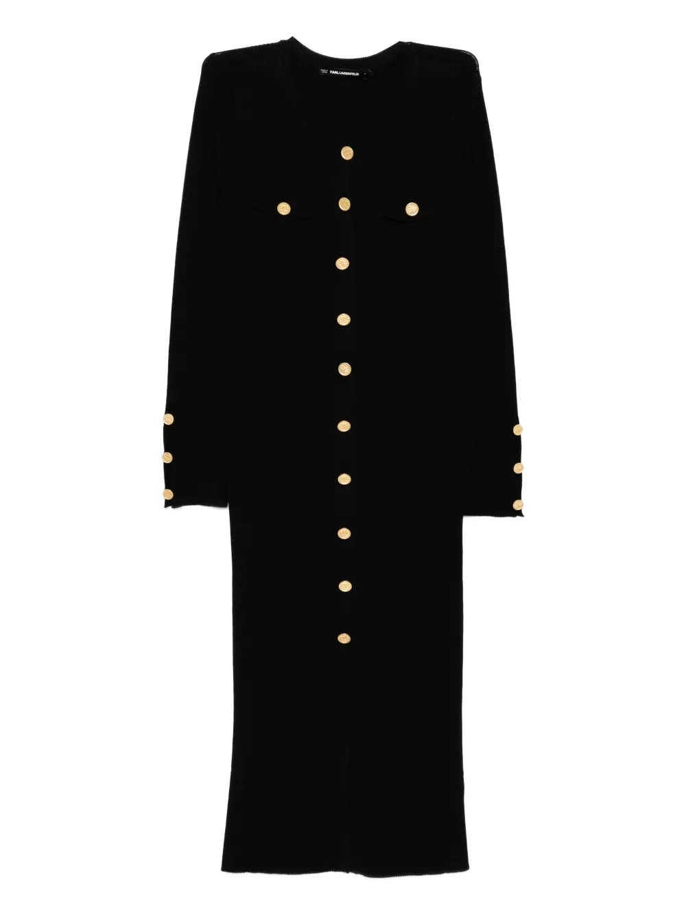 

Платье макси из ребристой ткани KARL LAGERFELD, черный
